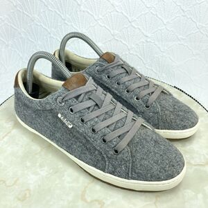 Taos Star Burst Shoes Women 8.5 Gray Wool w/Leather Trim Casual Lace Up Sneakers